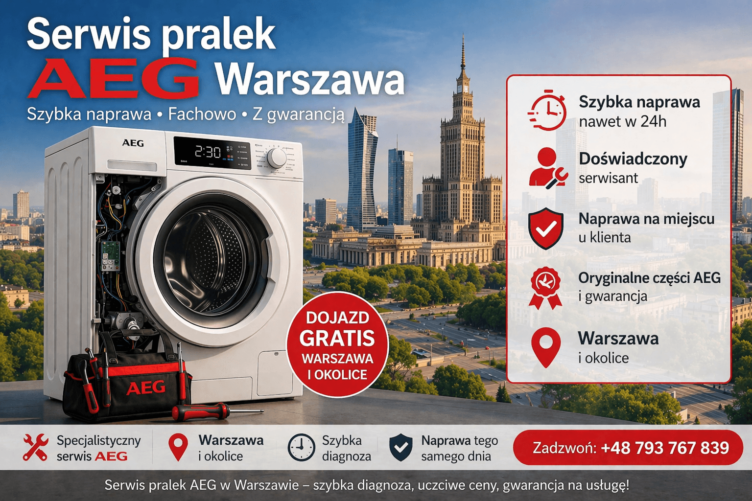 Serwis pralek AEG Warszawa – szybka naprawa z dojazdem do klienta, profesjonalny serwis AGD AEG w Warszawie