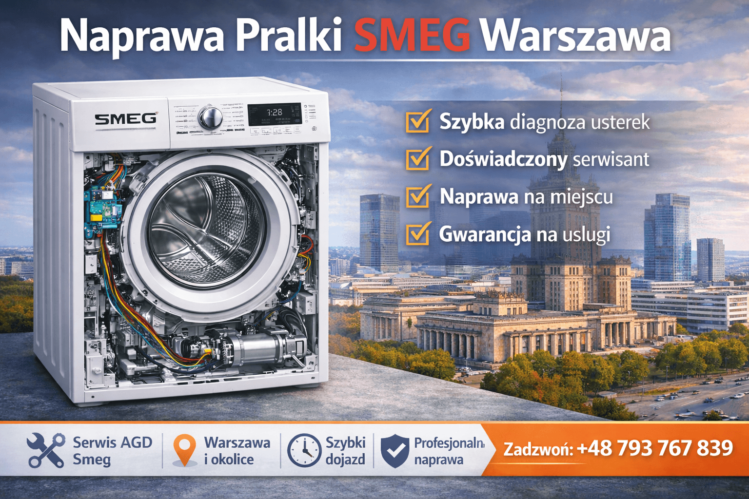 Naprawa pralki Smeg Warszawa – profesjonalny serwis AGD z dojazdem i szybką diagnozą usterek