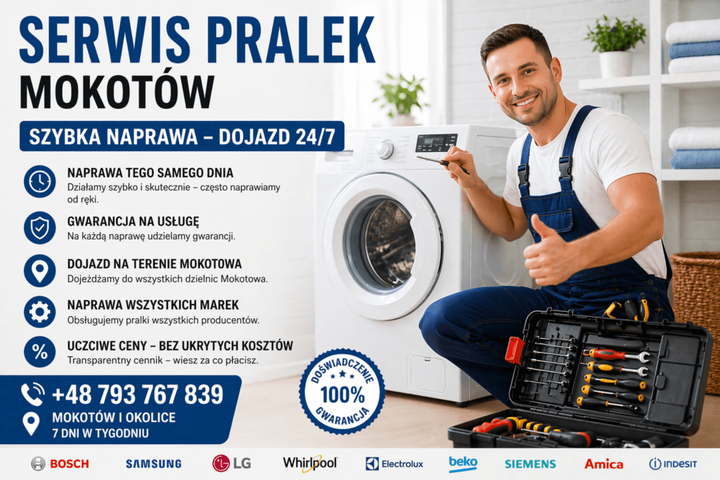 Serwis pralek Mokotów szybka naprawa pralek z dojazdem Warszawa Mokotów