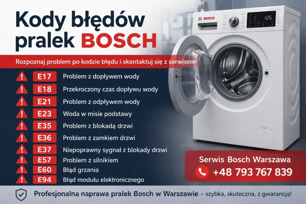 Kody błędów pralek Bosch – Serwis Bosch Warszawa