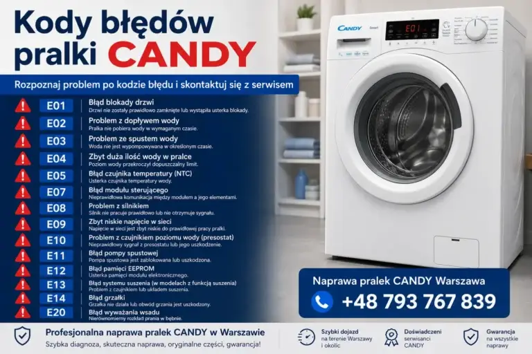Kody błędów pralki Gorenje E1–E22 – najczęstsze usterki i naprawa pralek Gorenje Warszawa