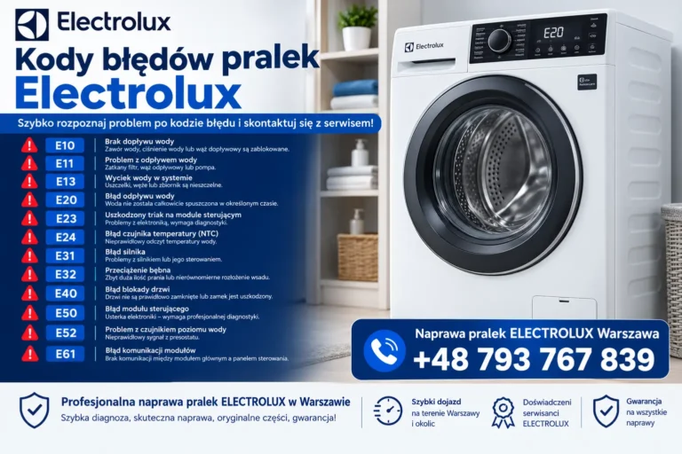Kody błędów pralek Electrolux – serwis i naprawa pralek Electrolux Warszawa